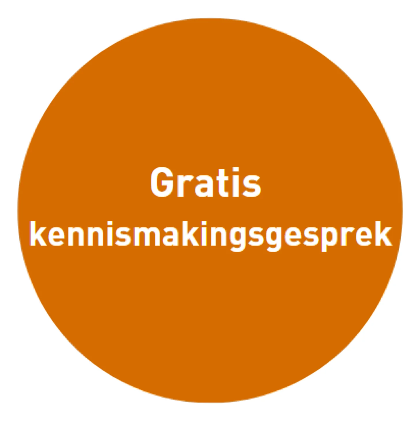 oranje cirkel met de tekst gratis kennismakingsgesprek