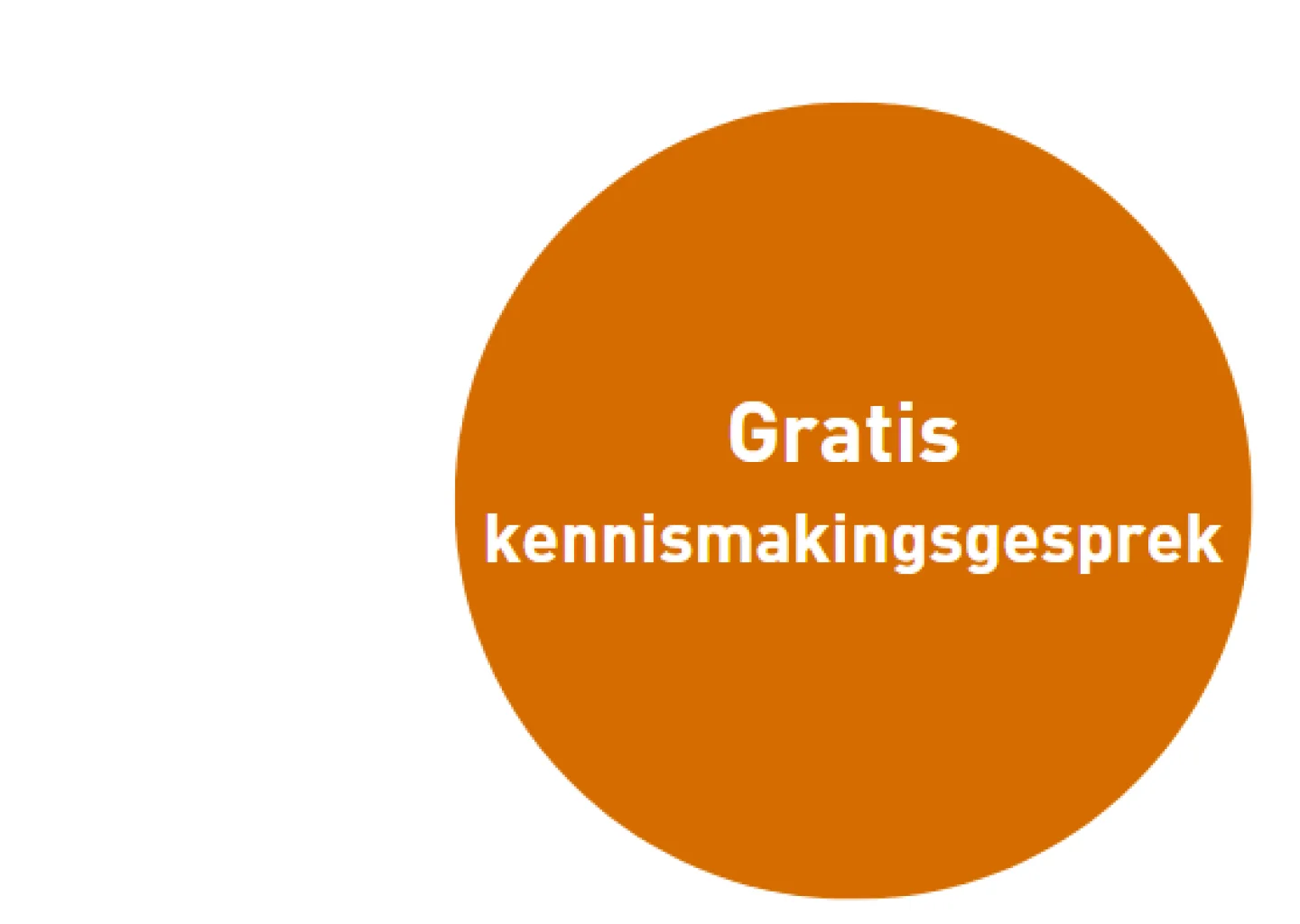 oranje cirkel met de tekst gratis kennismakingsgesprek